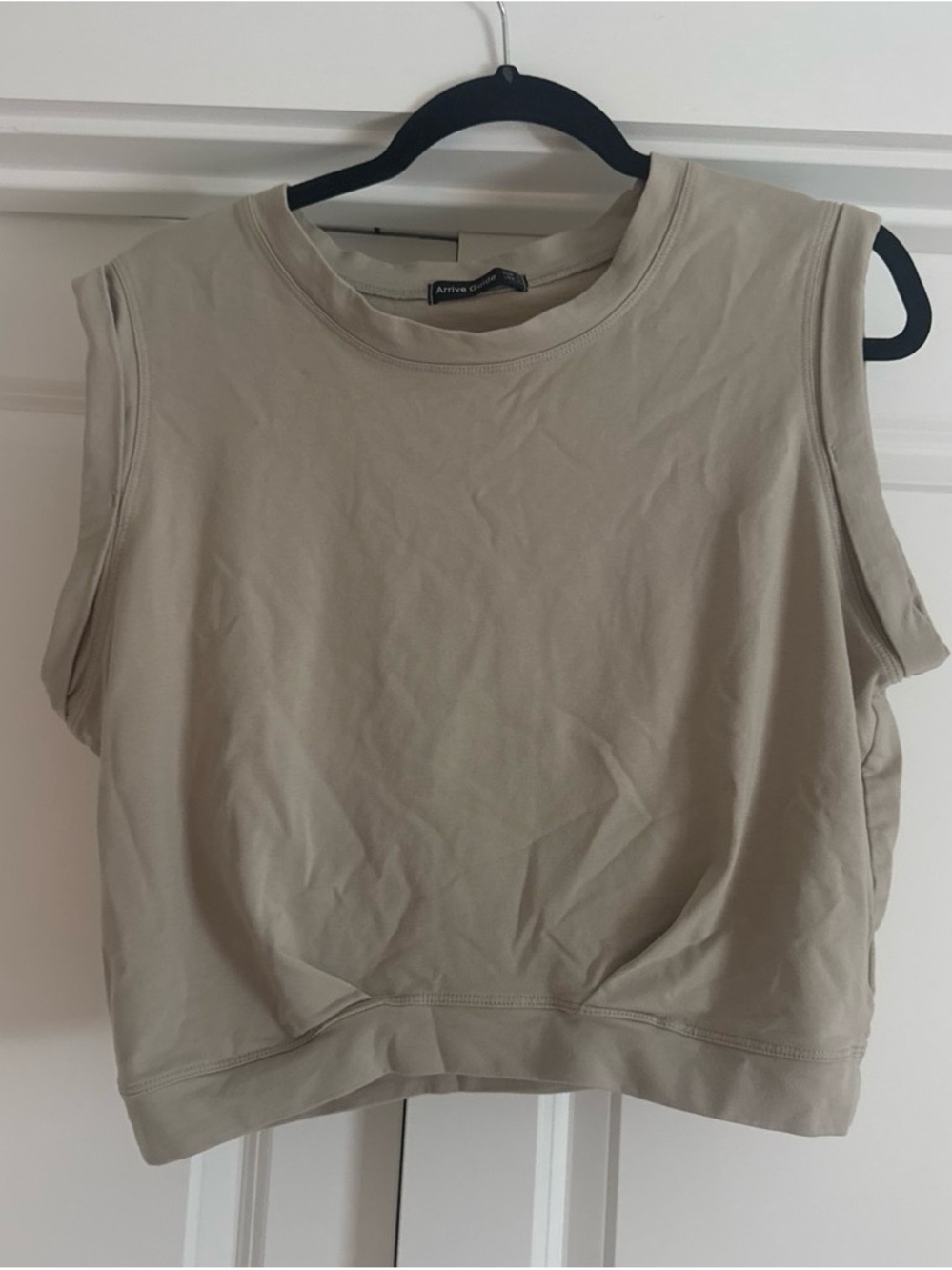Beige Sleeveless Crop Tank Top- Arrive Guide